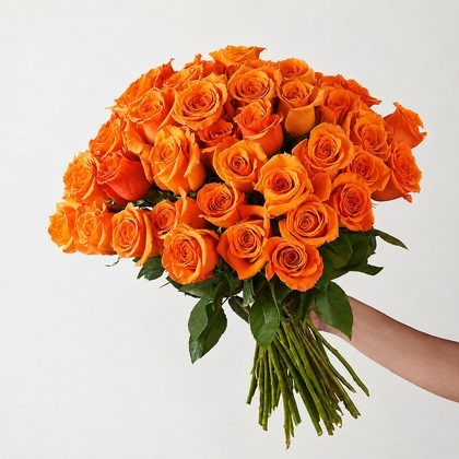 50 Orange Roses Bouquet - 50 Stems