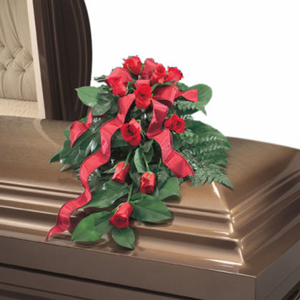 Red Roses Sympathy Casket Flowers
