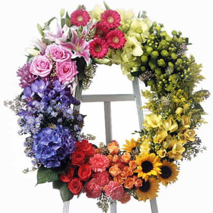 Color Block Funeral Wreath Arrangement
