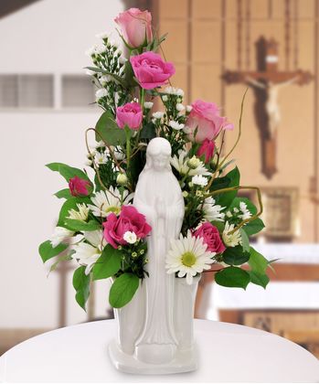 Madonna Statue Sympathy Flowers