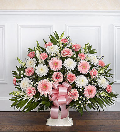 Deepest Condolences Pink & White Flowers - Deluxe