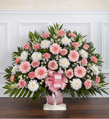 Deepest Condolences Pink & White Flowers - Premium