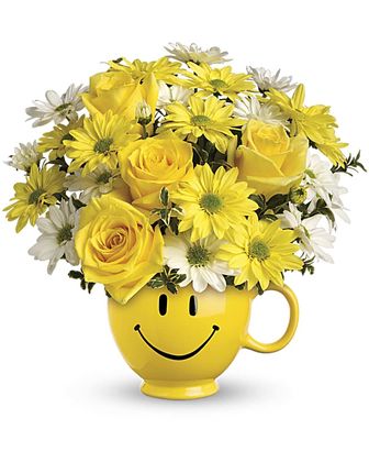 Teleflora's Be Happy Bouquet with Roses - Deluxe