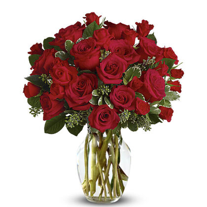 True Romance Bouquet with Red Roses - Deluxe