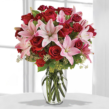 Lavish Love Bouquet with Long Stemmed Red Roses - Deluxe