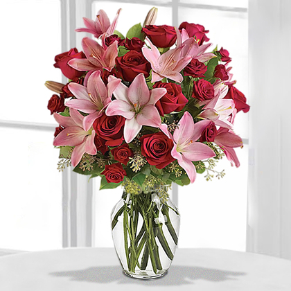 Lavish Love Bouquet with Long Stemmed Red Roses - Premium