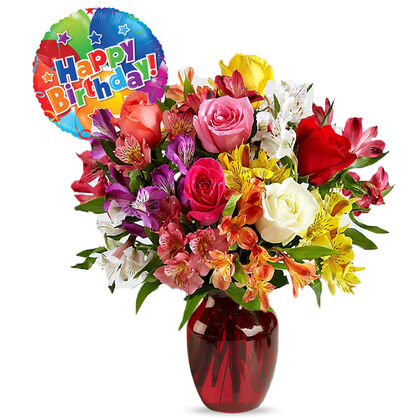 Rainbow Birthday Flower Arrangement - Standard