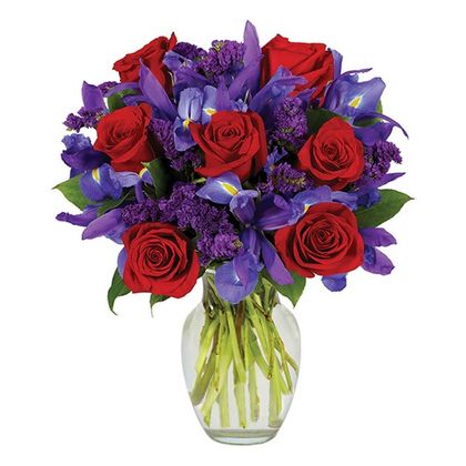 Sugar Rush Red Roses and Irises - Premium