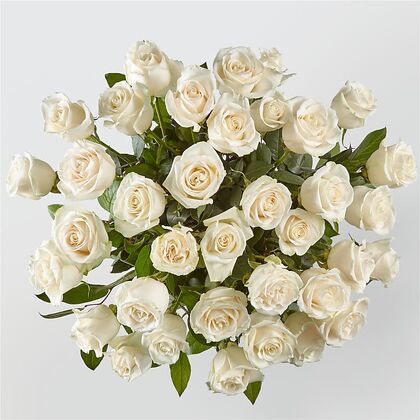 White Roses Bouquet - Premium