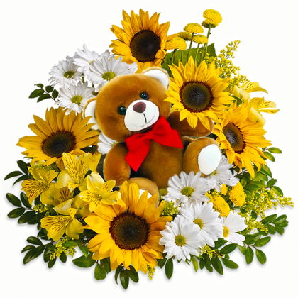 Sunshine Bear Flower Bouquet - Premium