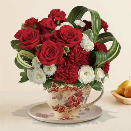 Spouses Day Lovely Flower Teacup - Deluxe
