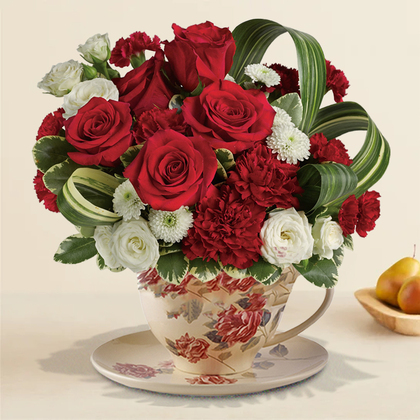 Spouses Day Lovely Flower Teacup - Premium