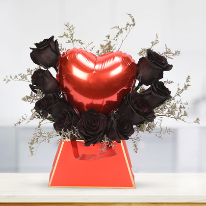 Black Rose Romance Flower Purse